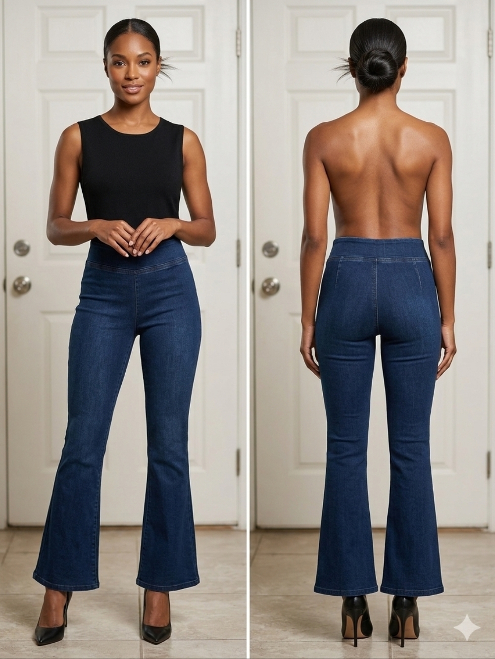 Frame Denim Dark Blue High-Rise Flare Jeans
